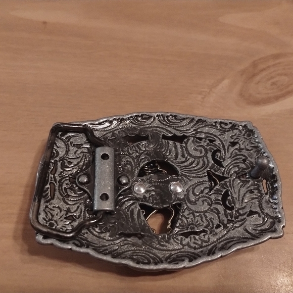 New Western Horse Belt Buckle Silver Tone Gold Horse Cowboy Rodeo Cowgirl